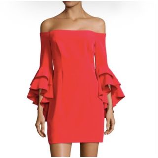 Milly 露肩荷葉邊袖連身裙64225405223042110