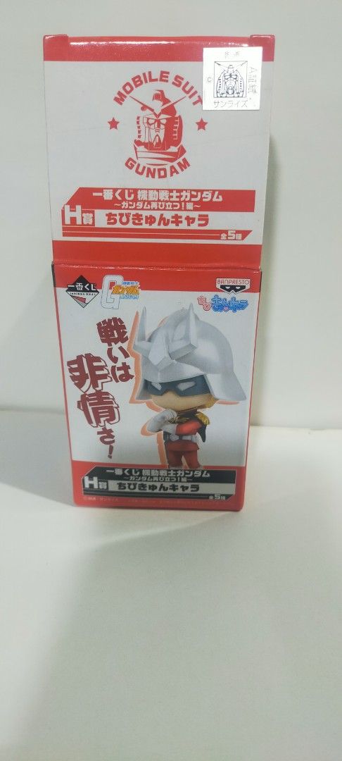 Mobile Suit Gundam Chibi Kyun Chara Figure (Category: Designer & Blind Box Toys) located in Dipolog. Submitted by queenibee01 (Listing ID 1394545038, Image 1). Description: - Mobile Suit Gundam Chibi Kyun Chara figure. - Brand new, in original packaging. - Box opened but Figure is still sealed. - Features a character with a white helmet and red suit. - Box includes Japanese text and the Mobile Suit Gundam logo..