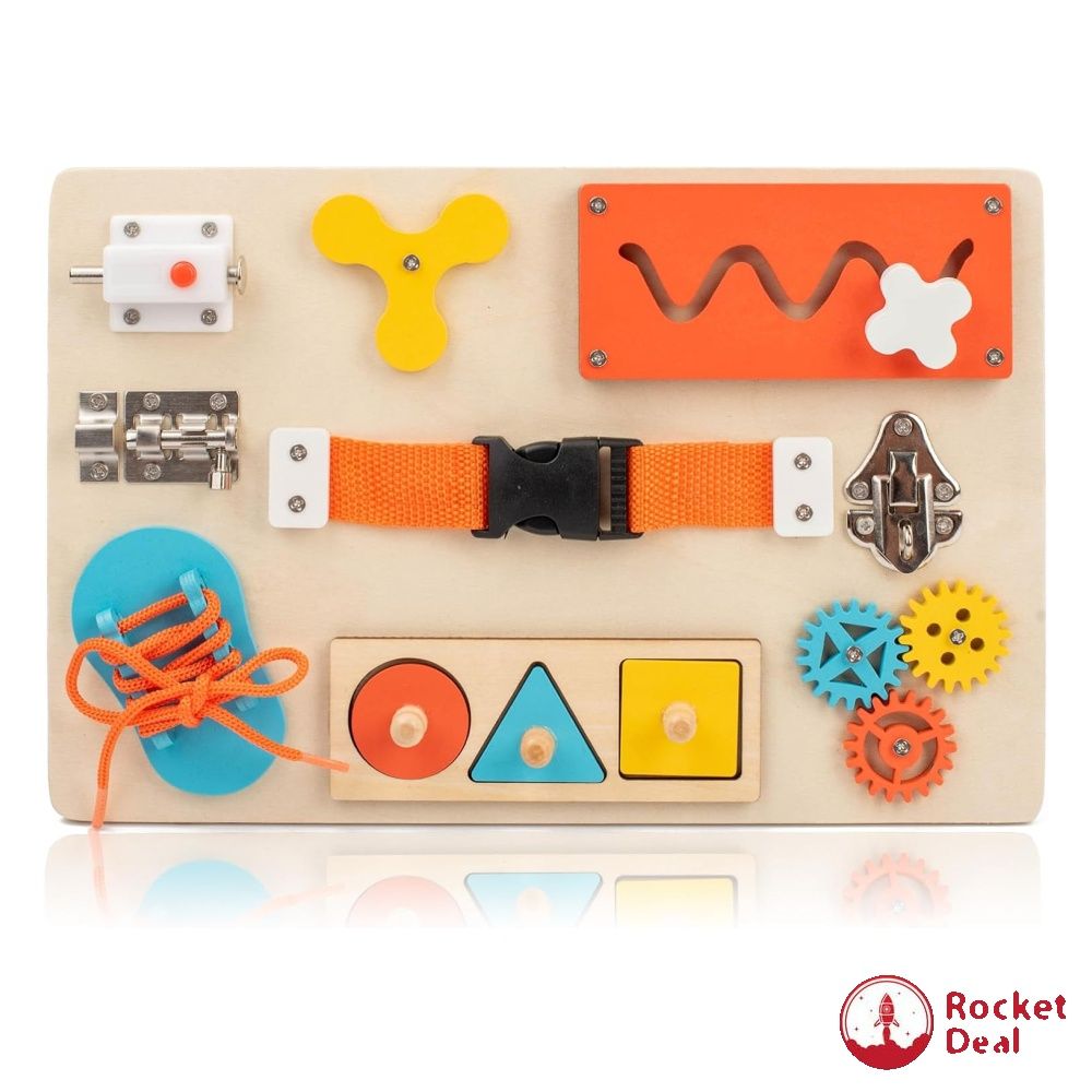 Montessori Busy Board for Toddlers, Wooden Learning Sensory Activity ...
