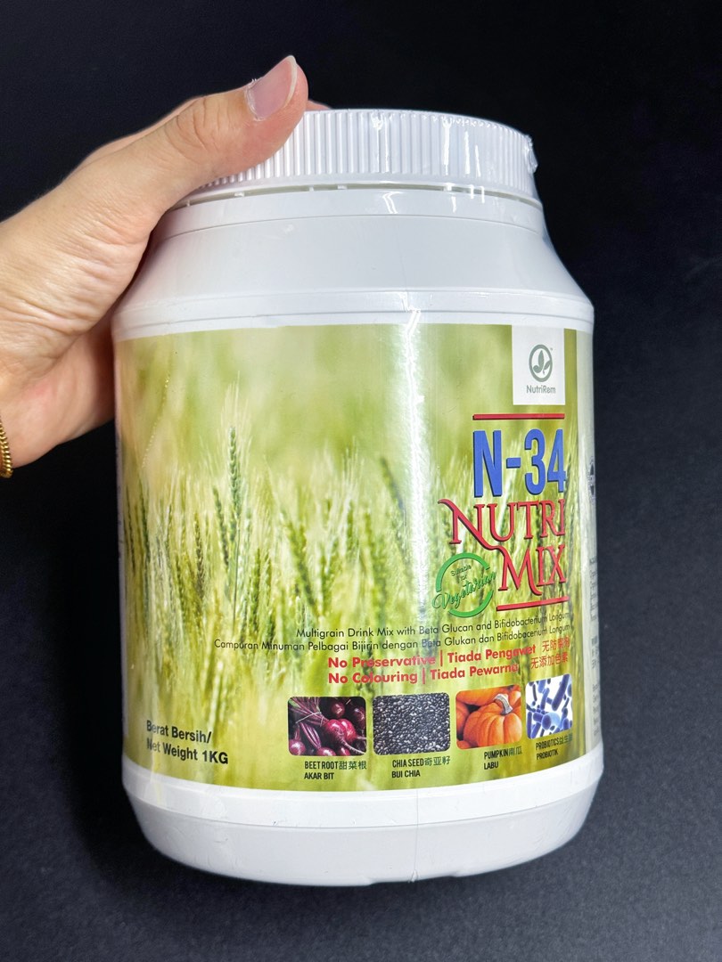 N34 NutriRem Nutrimix N34 Multi Grains - 1kg, Health & Nutrition, Health ...