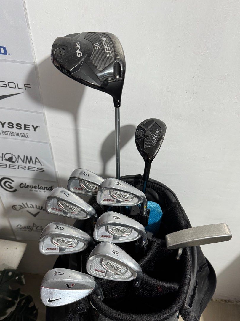 Ping Anser Forged Golf Set for Men (Complete) (Category: Golf) located in Dasmarinas. Submitted by bestgolfdeals (Listing ID 1394558486, Image 3). Description: Ping Anser Forged Golf Set ✅ Driver • Ping Anser Driver 10.5° • TFC 800 Shaft – Stiff Flex ✅ Hybrid • Ping Anser 27° (6-Hybrid) • NS PRO Zelos 6 Shaft – Made in Japan ✅ Irons (Forged) • Ping Anser Forged Irons (5 / 6 / 7 / 8 / 9 / W) • Steel Shafts ✅ Wedge • Nike VR Forged “A” Wedge – 50° 