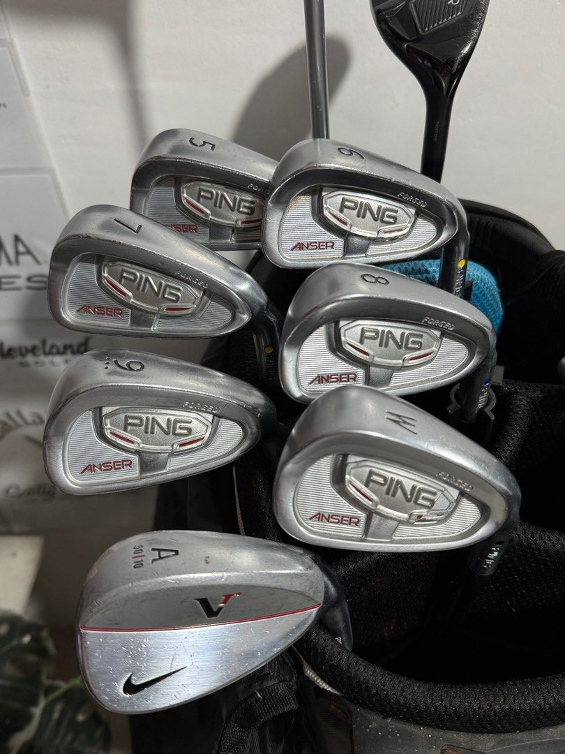 Ping Anser Forged Golf Set for Men (Complete) (Category: Golf) located in Dasmarinas. Submitted by bestgolfdeals (Listing ID 1394558486, Image 2). Description: Ping Anser Forged Golf Set ✅ Driver • Ping Anser Driver 10.5° • TFC 800 Shaft – Stiff Flex ✅ Hybrid • Ping Anser 27° (6-Hybrid) • NS PRO Zelos 6 Shaft – Made in Japan ✅ Irons (Forged) • Ping Anser Forged Irons (5 / 6 / 7 / 8 / 9 / W) • Steel Shafts ✅ Wedge • Nike VR Forged “A” Wedge – 50° 