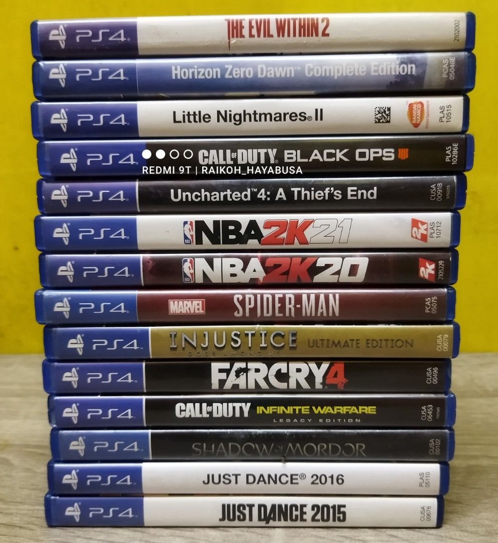 Playstation 4 Games For Sale (Category: PlayStation) located in Dasmarinas. Submitted by nixx_hayabusa (Listing ID 1394425363, Image 2). Description: Playstation 4 Games for sale Ghost Of Tsushima 1,200 (SOLD) Metal Gear Solid V: The Phantom Pain 500 (SOLD) Fallout 4 400 Uncharted 4: A Thief's End 450 (SOLD) The Evil Within 2 700 (SOLD) GRAND THEFT AUTO V game disc INSIDE Grand Theft Auto: The Trilogy "The Definitive Edition" Case (Like New) 500 