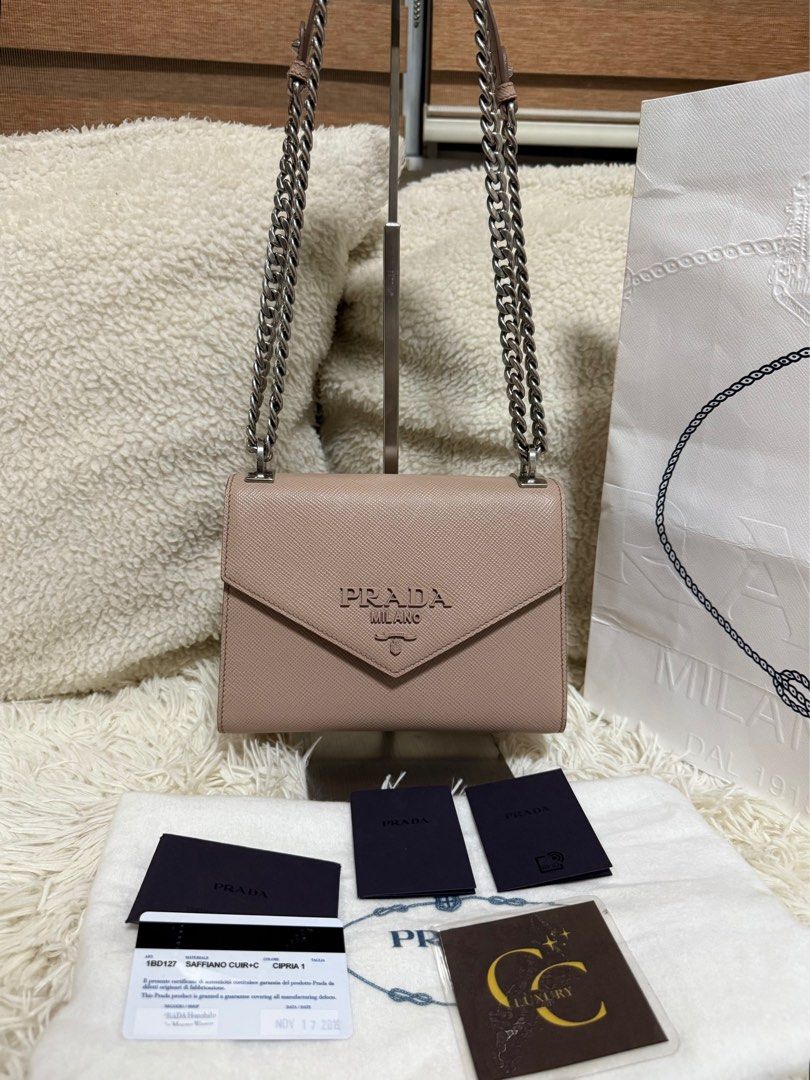 Prada Saffiano Monochrome Envelope (Category: Luxury Bags & Wallets) located in Manila. Submitted by ccluxuryy (Listing ID 1394551549, Image 1). Description: Prada Saffiano Envelope Flap Two Way Bag in Beige Pink Very good condition Comes with dust bag, authenticity card and paper bag ✨ can be worn as crossbody or shoulder bag ✨ fits iphone 16 pro max P49k only Location: Merville, Paranaque Meet up: MOA, DLSU, Newport, Greenbelt, BGC Delivery: Gr