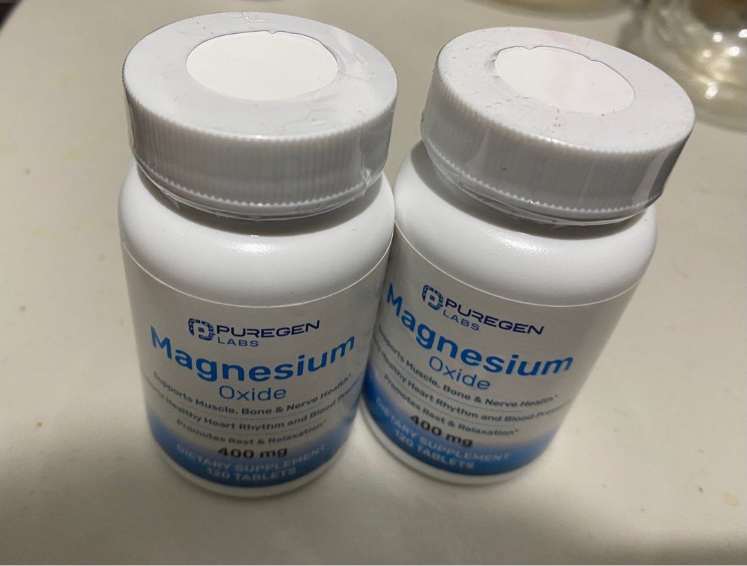 Puregen Labs Magnesium Oxide 400mg 120 tablets (Category: Sports & Fitness Nutrition) located in Mandaluyong City. Submitted by youronlineseller777 (Listing ID 1394558672, Image 2). Description: Brand new and sealed Magnesium Oxide 400 mg 120 tablets 1000 PHP each Location: Mandaluyong along EDSA near Pioneer area No COD Payment options Gcash or bank transfer Item may be picked up by rider.