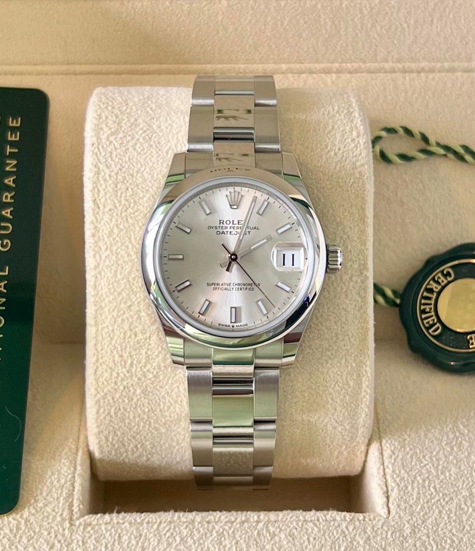 Rolex datejust 31 (Category: Luxury Watches) located in Las Pinas. Submitted by bagsandeverything_02 (Listing ID 1394527983, Image 2). Description: Datejust 31 Oyster/ Silver Dial Reference 278240 Purchase :Sept. 2023 Warranty: until Year 2028 Local AD Condition : 9.8/ 10 ( can pass as new ) Comes Full-Set and Links.