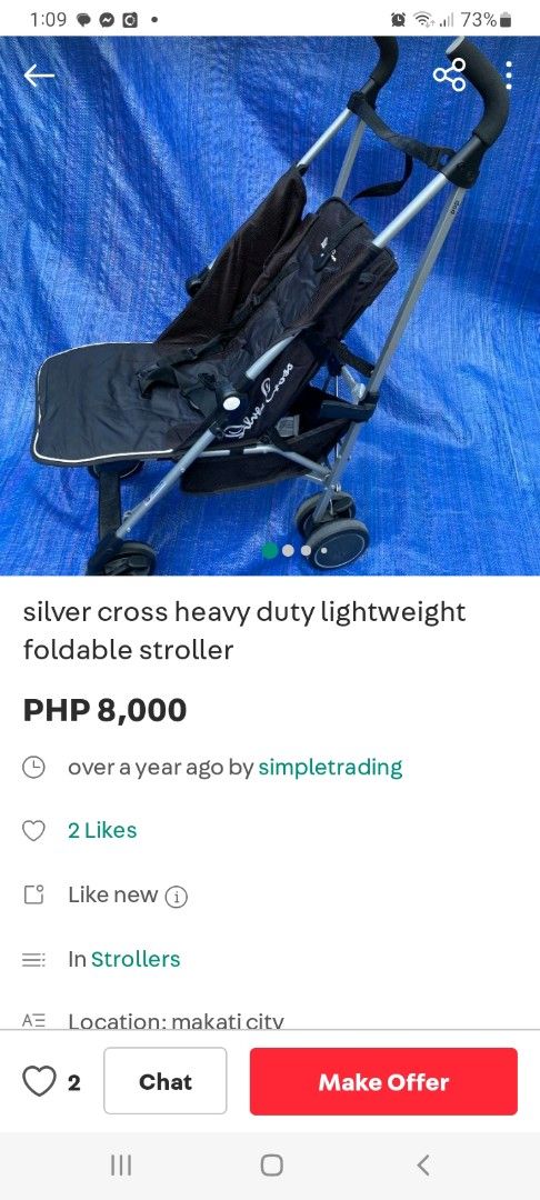 Silver cross (Category: Strollers) located in Valenzuela. Submitted by glyza09 (Listing ID 1394507547, Image 1). Description: sa iba po dito 8k to..dq masabi kung slight use para Di nmn over expected n bago at walang flaws..wala nmn pong flaws kung sa patibayan lalaban po to.