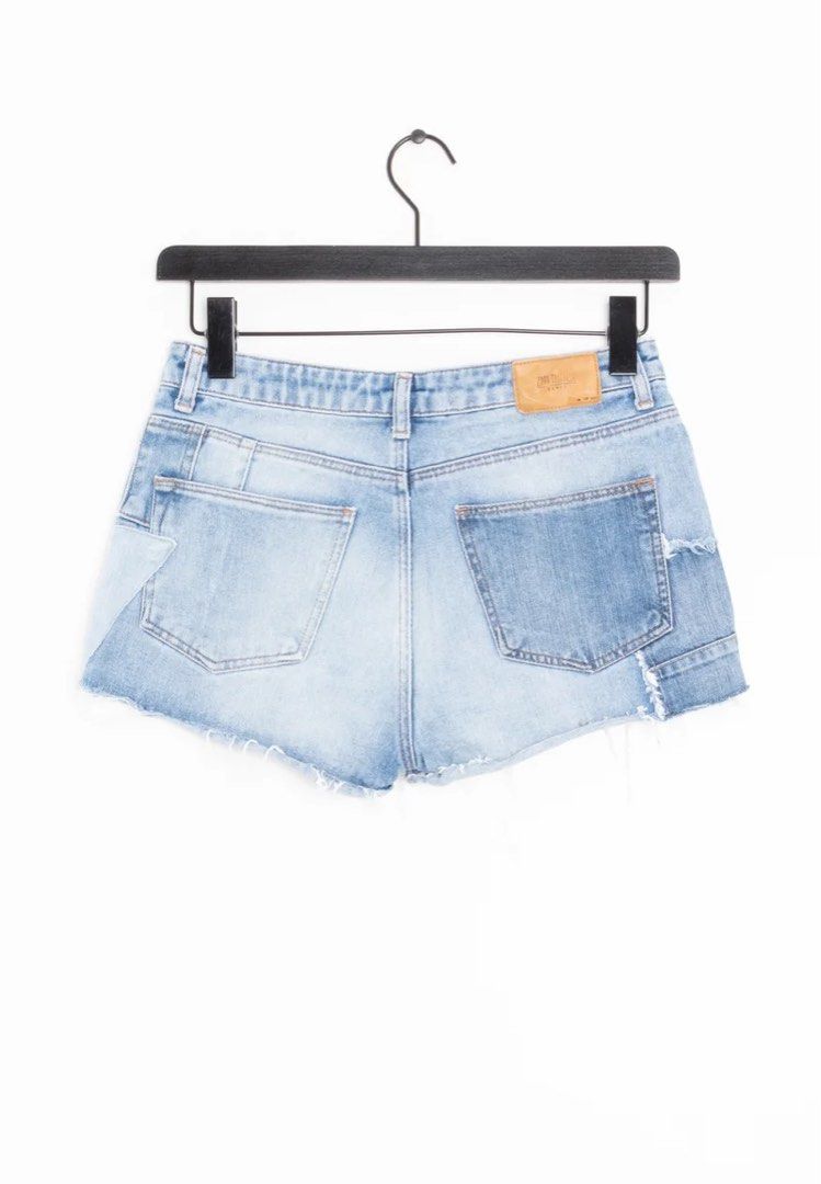 Zara TRF Denim Shorts Size 36 (Category: Shorts) located in Quezon City. Submitted by mfn11 (Listing ID 1394534425, Image 3). Description: Zara TRF Denim Shorts Size EUR 36 USA 04 Used a few times Distressed patchwork look with fringes Bought for 2000ish .