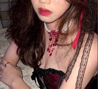 珍珠血滴 滴血頸鏈 萬聖節假血Halloween64243208376707110