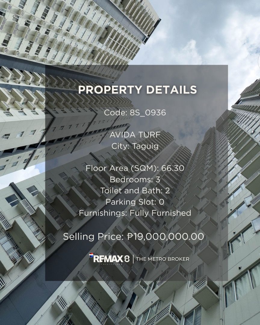 AVIDA TURF (Category: Apartments & Condos) located in Manila. Submitted by nicoloquieng (Listing ID 1394663979, Image 2). Description: Code: 8S_0936 Project/Subdivision: Avida Turf City: Taguig Lot Area (SQM): .00 Floor Area/Unit Area (SQM): 66.30 Bedrooms: 3 Toilet and Bath: 2 Parking Slot/Car Garage: 0 Furnishings: Fully Furnished Property Description: Fully renovated with brand new appliances With Balcony facing MC Home Depot Direct access to 