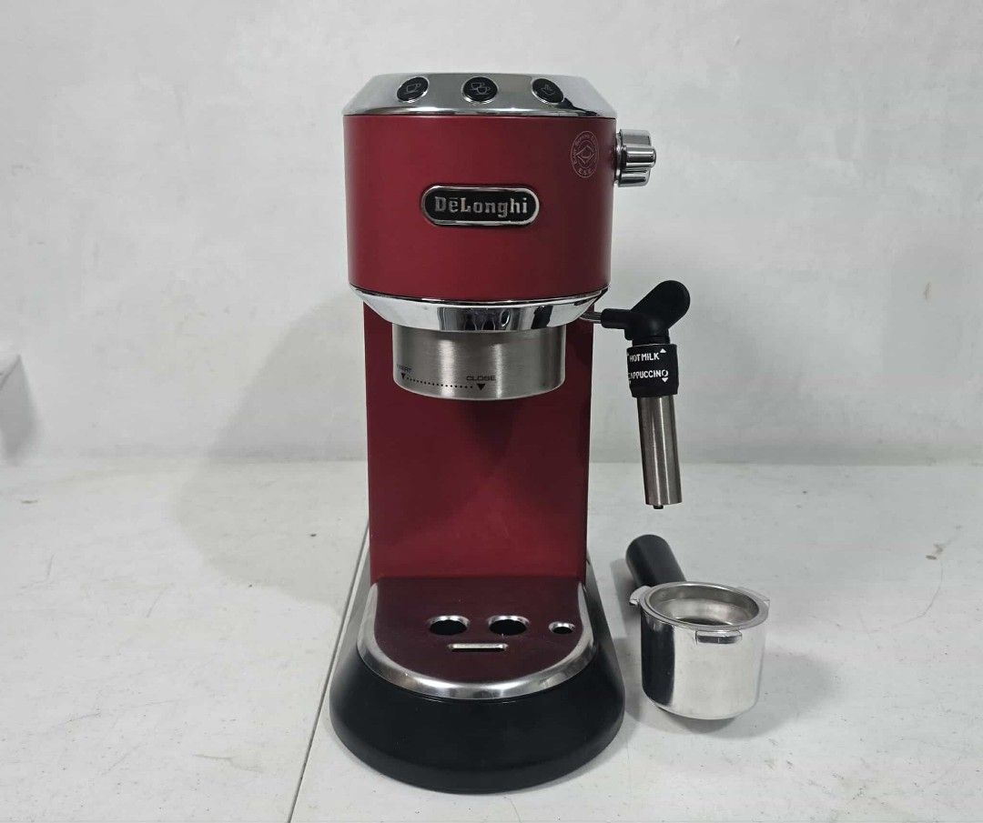 Delonghi Dedica Espresso Machine (Category: Coffee Machines & Makers) located in Taytay. Submitted by mikz_1303 (Listing ID 1394750384, Image 3). Description: Delonghi Dedica Espresso Machine Australia mall pull out Used as demo or display unit No issue 220V Inclusion Box 2 Filter cup Portafilter Milk Jug Spoon and tamper 9.5k.