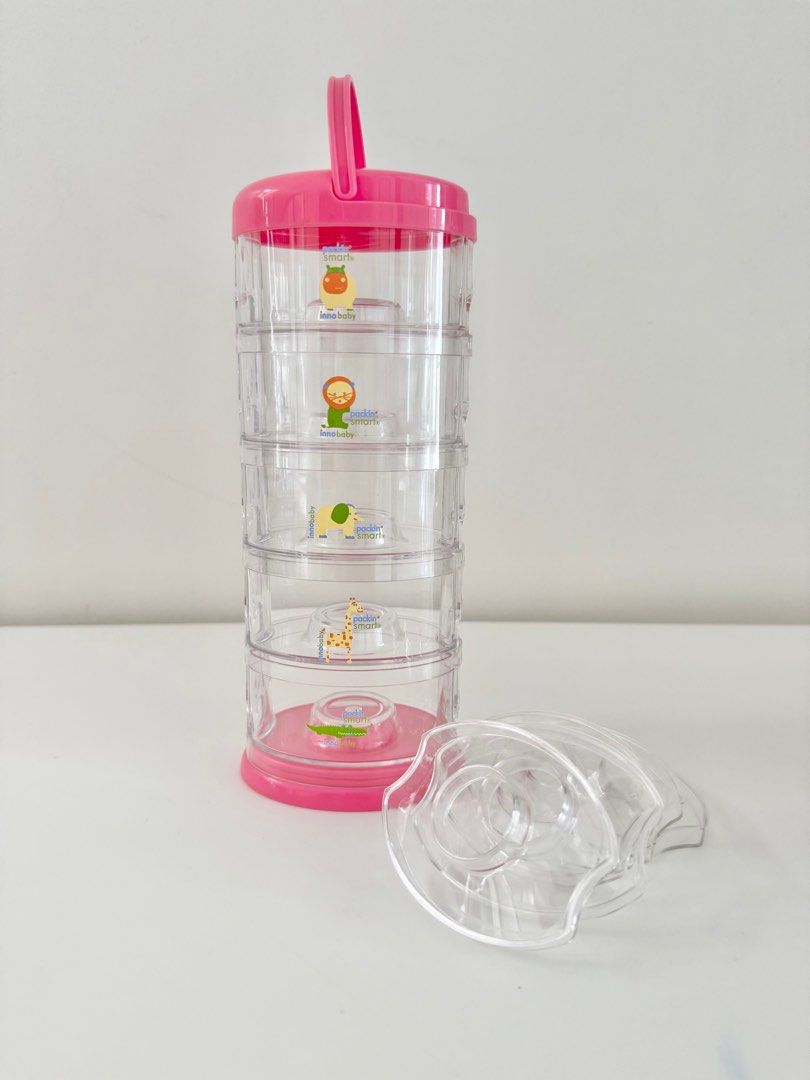 Innobaby Packin' SMART Stackables Snack and Formula Dispenser - 5 Tier (Category: Weaning & Toddler Feeding) located in Quezon City. Submitted by lightningrush (Listing ID 1394619663, Image 2). Description: Each container holds 1/3 cup of snacks or up to 4 scoops of formula for a full 8 oz feeding Top rack dishwasher safe Minimize sterilization and avoid extreme temperature change to prolong lifespan BPA-, phthalate-, PVC-, lead- free Made in Sou