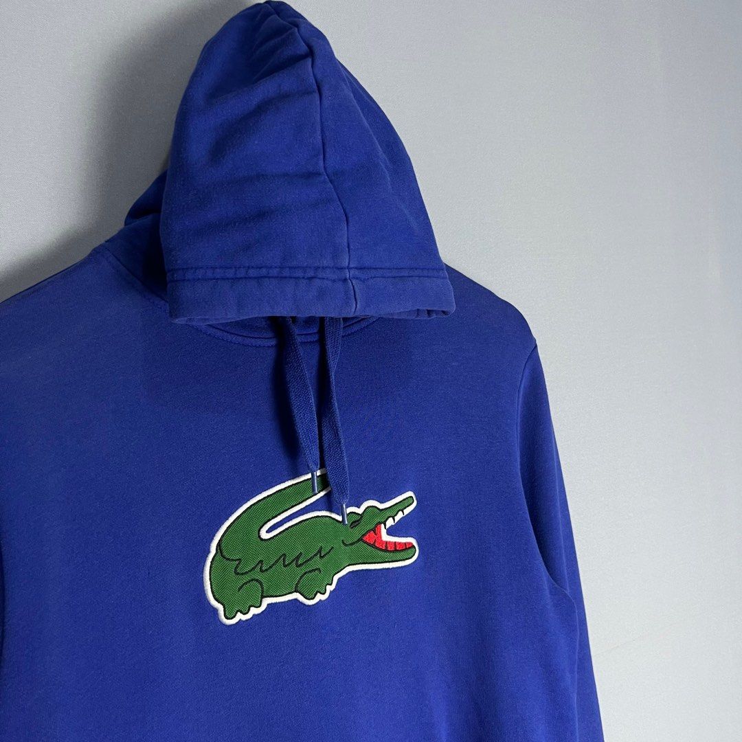 LACOSTE Blue Big Logo Hoodie | Authentic (Category: Hoodies) located in Marawi City. Submitted by lazythrifter (Listing ID 1394735817, Image 2). Description: PLS CHECK PHOTOS‼️ Size on tag: Small Width: 21 (inch) Length: 28 (inch) - Condition: 9.5/10 Color rate: 9.5/10.
