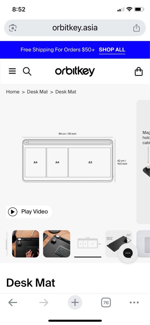 Orbitkey Desk Mat - Black63881271254018112