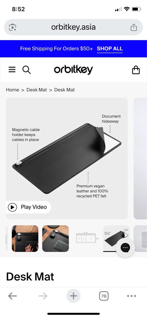 Orbitkey Desk Mat - Black63881271254018111