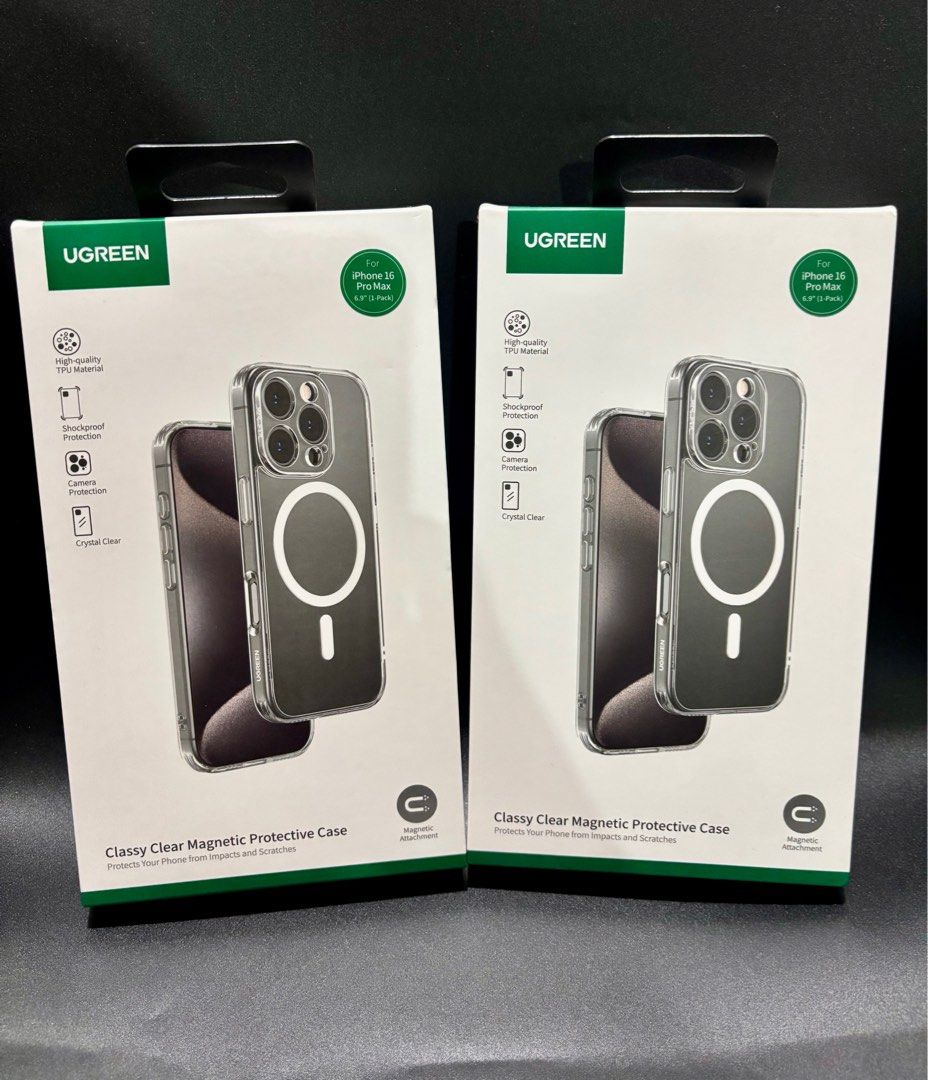 UGREEN IPHONE 16 PRO MAX MAGSAFE / MAGNETIC CLASSY CLEAR PROTECTIVE CASE / COVER (Category: Cases & Sleeves) located in Manila. Submitted by guerle (Listing ID 1394744874, Image 1). Description: High quality tpu material Shockproof protection Camera protection Crystal clear .