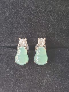 s925純銀和田玉福祿耳釘(有鑒定證書)64218457438977110