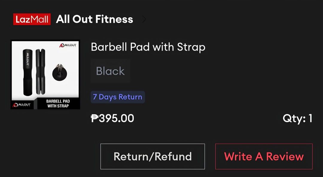 Barbell Pad with straps (Category: Braces, Support & Protection) located in Caloocan City. Submitted by jesuismaye (Listing ID 1394925921, Image 1). Description: Used twice Good cushion so this is great in hip thrust workout but good for squat too rfs: I usually go straight to the gym after work and I realized it is a hassle bringing this in the bag.