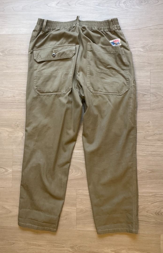 Brooklyn Overall Co. Khaki Pants (Category: Jeans) located in Manila. Submitted by aap616 (Listing ID 1394831804, Image 2). Description: Brand: Brooklyn Overall Co. Inc. (purchased in Hinoya Tokyo) Model: Workwear Pants Color: Khaki Size: Waist 17" flat across (34" circumference, elastic waistband allows flex) | Inseam approx. 29" Condition: Very good – lightly used, no holes, stains, or major wear. Fabric has some natural creasing from storage b