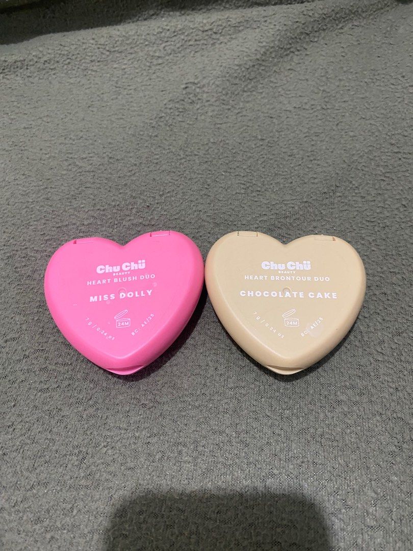 Chuchu beauty blush and brontour (Category: Makeup) located in Quezon City. Submitted by pula_ (Listing ID 1394962284, Image 3). Description: Take all. Almost new Swatch only. Hindi suit sa skin color ko.