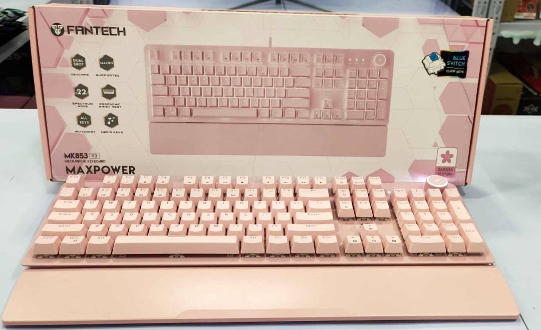 Fantech MK853 V2 (Category: Computer Keyboard) located in Cavite. Submitted by dwelancas79880 (Listing ID 1394873208, Image 2). Description: ➡️ Features You’ll Love: ✅ Blue Switch – Clicky & Tactile ✅ 22 RGB Modes | Anti-Ghosting ✅ Double Shot Keycaps | Macro Support ✅ Detachable Wrist Rest | Media Keys ✅ Plug & Play | Win/Mac/Linux Compatible 💗 Available in Pink & Black.
