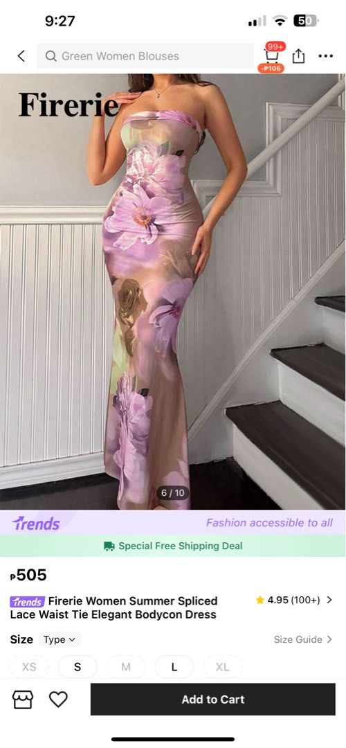 Floral bodycon maxi dress (Category: Dresses) located in Dasmarinas. Submitted by styledbyjel (Listing ID 1394918472, Image 3). Description: Used once onlyyyy super nice.