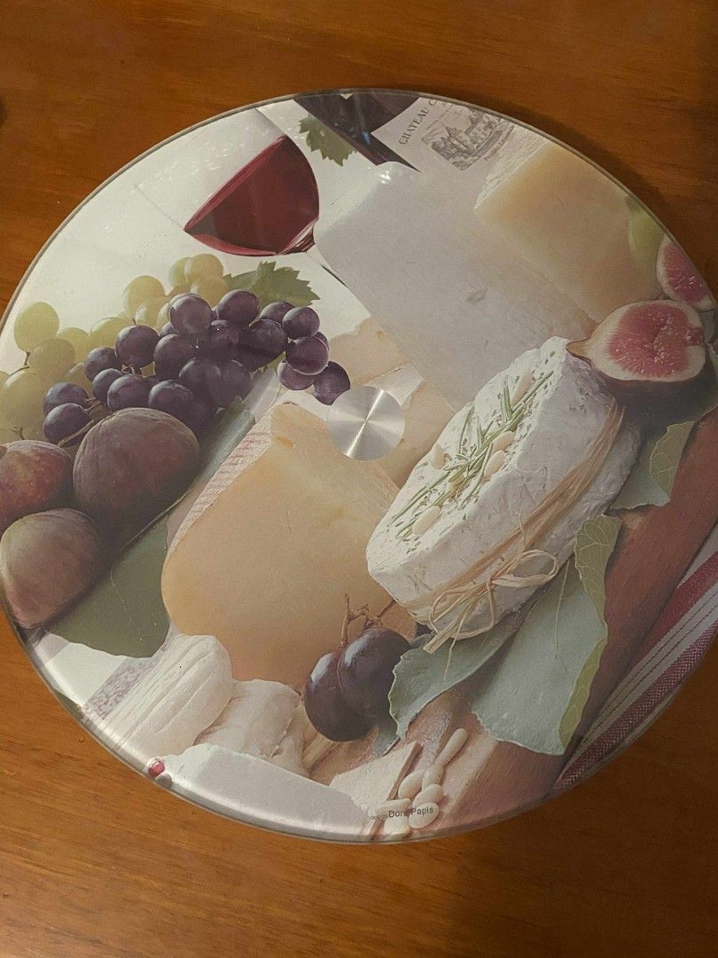 Lazy susan turn table (Category: Other Kitchenware & Tableware) located in Santa Rosa. Submitted by rare_findsphbyleo (Listing ID 1394903625, Image 2). Description: -lazy susan turntable Colorful cheese and fruit design - Round shape - Glass surface - Rotating base.