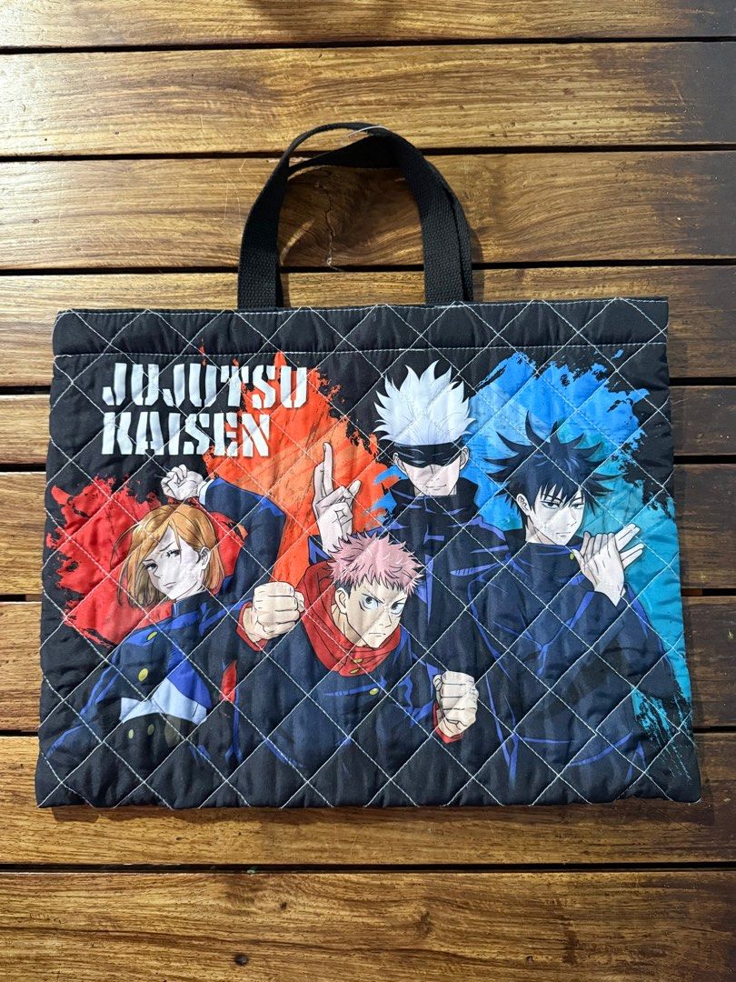 Jujutsu Kaisen Tote Bag (Category: Tote Bags) located in Manila. Submitted by keeponsparklin (Listing ID 1394883083, Image 1). Description: Fresh from Japan 🇯🇵 Jujutsu Kaisen Tote Bag 100% Authentic ✨ Condition: 10/10 💙 • Cut tag 31cm length x 39.5 cm width📏 Price is Negotiable 💸 Mod: Lalamove, Grab, J&T Mop: Gcash.