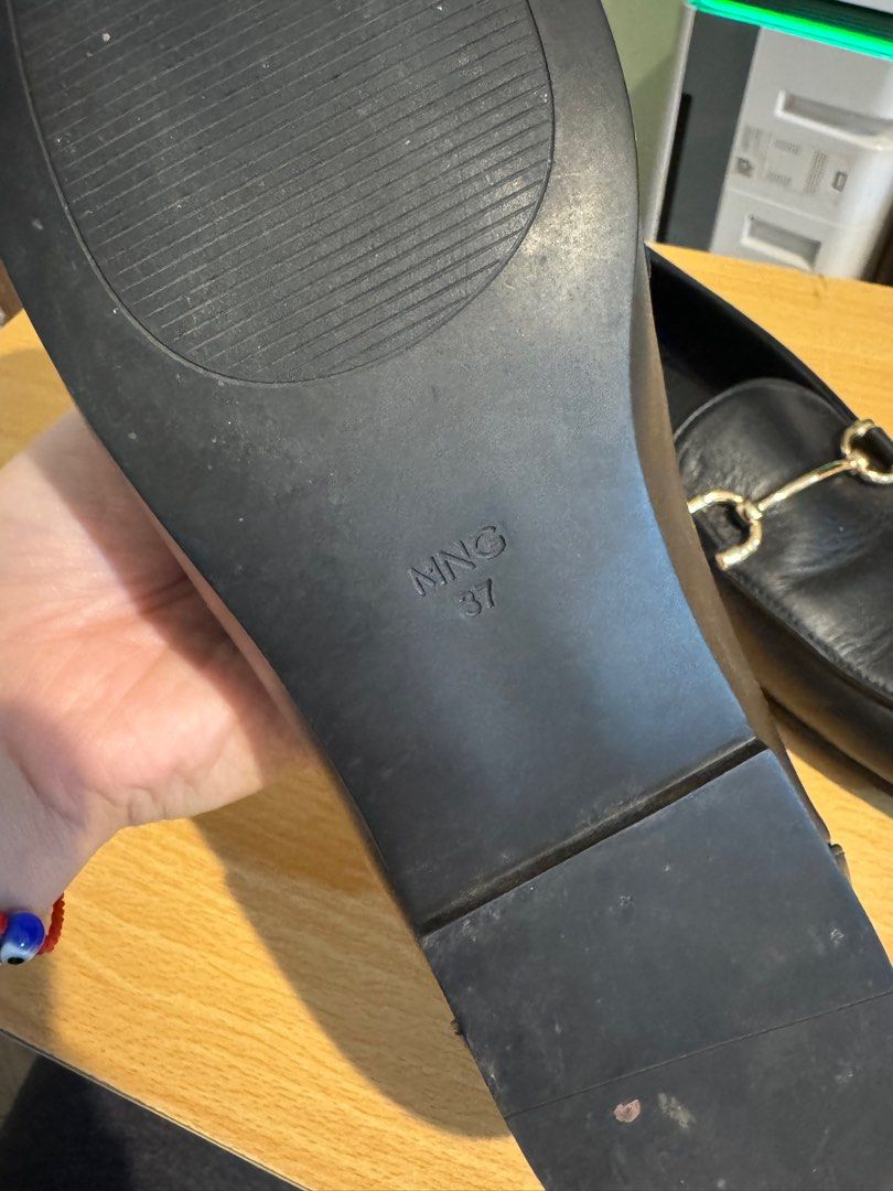 MANGO Leather Loafers size 37 (Category: Loafers) located in Manila. Submitted by rox2345 (Listing ID 1394798713, Image 2). Description: Leather. Metallic detail. Rounded toe. Flat. Unclosed. .