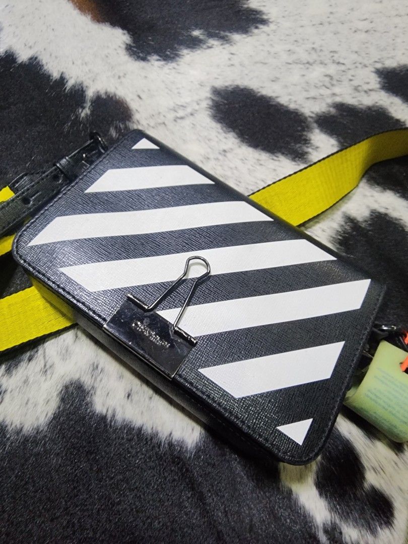 Off-White Binder Leather Crossbody bag (Category: Luxury Bags & Wallets) located in San Juan City. Submitted by Kewl_Objects (Listing ID 1394915543, Image 2). Description: Good condition, lightly used. Previously owned by my friend #SB19 Ken (Felip). Authentic, I don't buy and wear fake..
