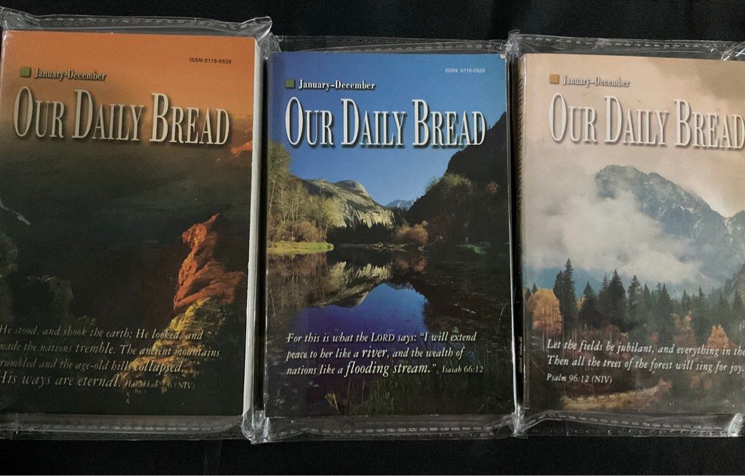 Our Daily Bread January-December Devotionals Volume 13, 15, 17 (Category: Religion Books) located in Quezon City. Submitted by agames (Listing ID 1394796624, Image 1). Description: - ₱ 135 each, ₱ 400 for whole set - Set of Our Daily Bread devotionals -- Volumes 13 (2pcs) -- Volume 15 -- Volume 17 - Covers January to December - Ideal for daily reflection and spiritual growth.