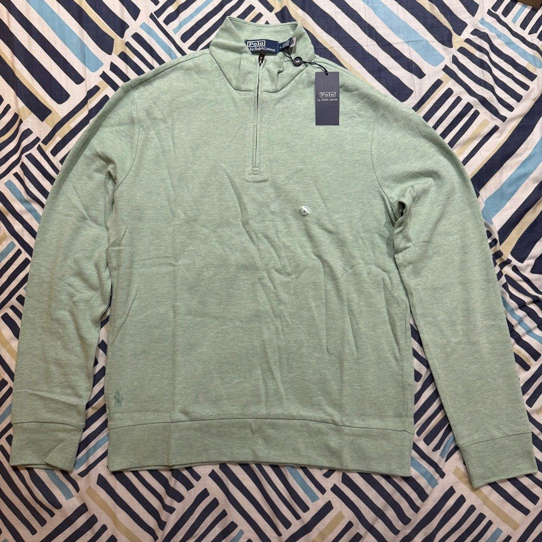 Polo Ralph Lauren Textured Double-Knit Pullover Size M (Category: Coats, Jackets and Outerwear) located in Manila. Submitted by lakester (Listing ID 1394959436, Image 2). Description: BRAND NEW WITH TAGS POLO RALPH LAUREN TEXTURED DOUBLE-KNIT PULLOVER SIZE M Color: Celadon Heather/Nevis SRP: 168 USD or 9,500+ PHP This quarter-zip pullover is made with a double-knit cotton-blend jacquard that is sueded for a supersoft feel..
