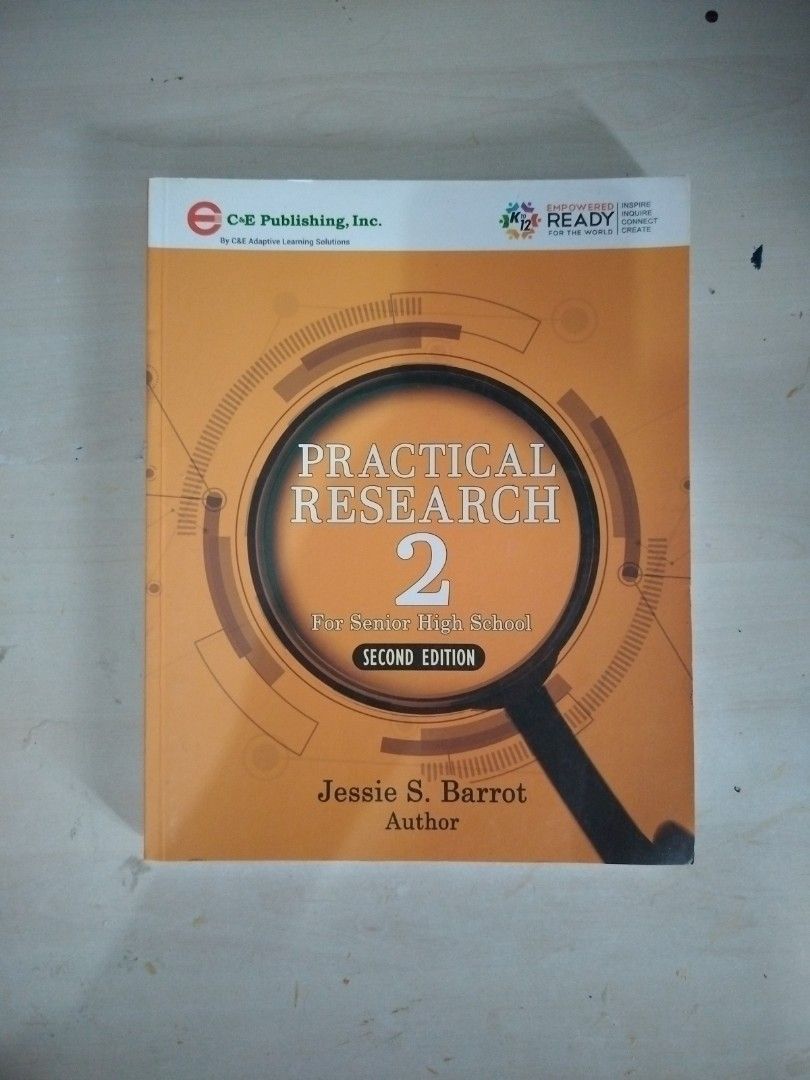 Practical Research 2 - Second Edition (Category: Textbooks) located in Quezon City. Submitted by nazneenest18396 (Listing ID 1394862635, Image 1). Description: Copy of Practical Research 2, Second Edition, by Jessie S. Barrot. It is published by C-E Publishing, Inc. This book is for Senior High School students. The cover is orange with the title in large, bold letters..