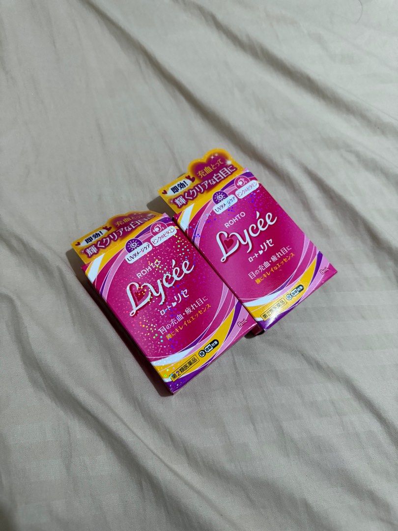 Rohto Lycee Eye Drops (Category: Ear Care) located in Manila. Submitted by declutterbyv (Listing ID 1394830412, Image 1). Description: Rohto Lycee Eye Drops - brand new in box - can be given as a gift - have 2pcs - bought from Don Quijote Osaka - rfs: extra pieces.
