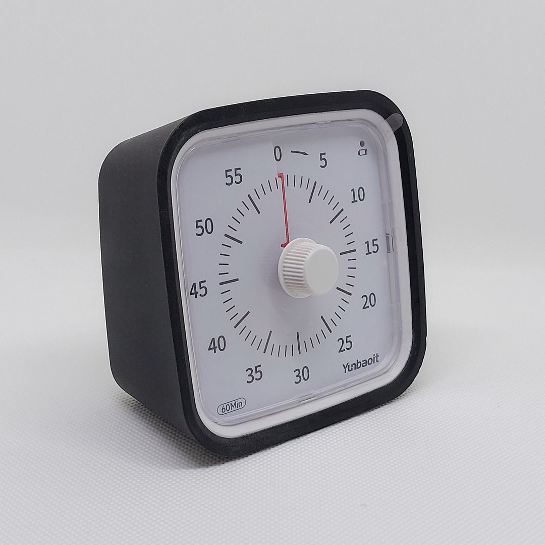 Yunbaoit 60-Minute Timer With Protective Case (Category: Clocks) located in Allen. Submitted by omoriii (Listing ID 1394956151, Image 2). Description: - 60-minute timer - Clear, easy-to-read dial - Stylish black square design with white dial and knob - Back settings include 3s, 30s, and more - Requires 1 AA battery.