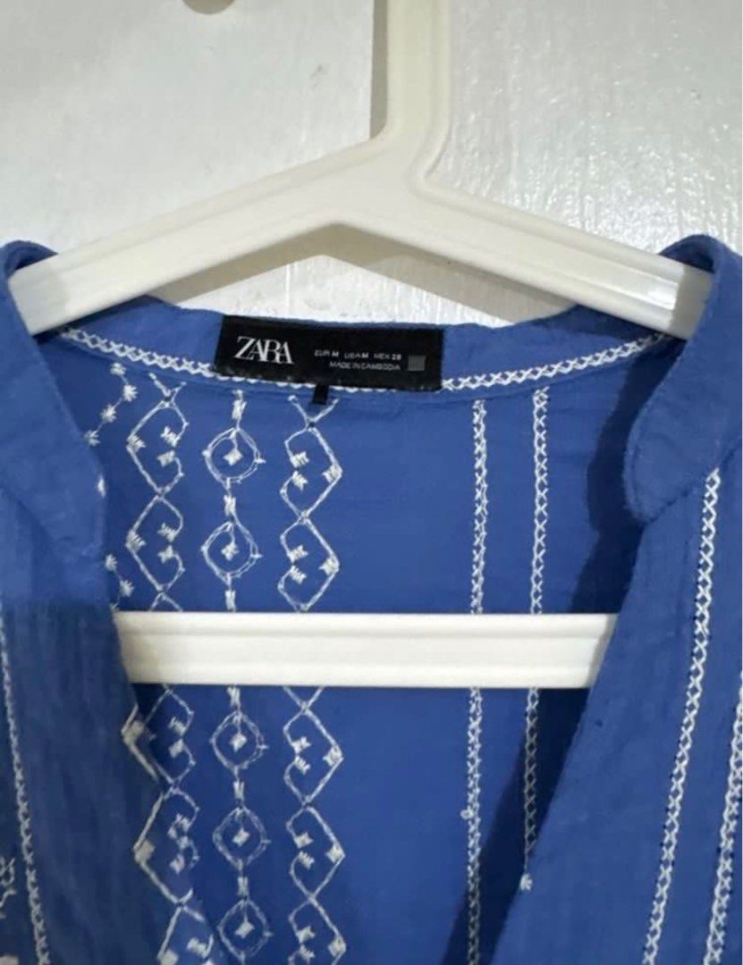 Zara embroidered top (Category: Longsleeves) located in Morong. Submitted by declutterbyJD (Listing ID 1394967005, Image 2). Description: Med on tag. Orig zara bought brom Glorietta..