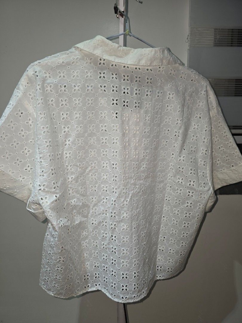 Zara White Cutwork Embroidery Shirt (Category: Shirts) located in Santa Maria. Submitted by lovedbyhzzz (Listing ID 1393771401, Image 3). Description: White cutwork embroidered shirt brand new with tag Size S. Can fit S to M SRP is around 2395 last price only shipping details (paid by buyer) Based in Sta maria, Bulacan Can ship via lalamove, grab, or JNT.