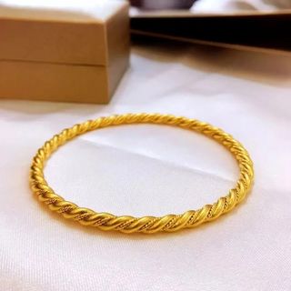 24k Gold Bangles 9999 Twist Bracelet Women's Sand Gold Ancient Method Inheritance Closed-mouth Bracelet Gift Fine Jewelry64234490302465110