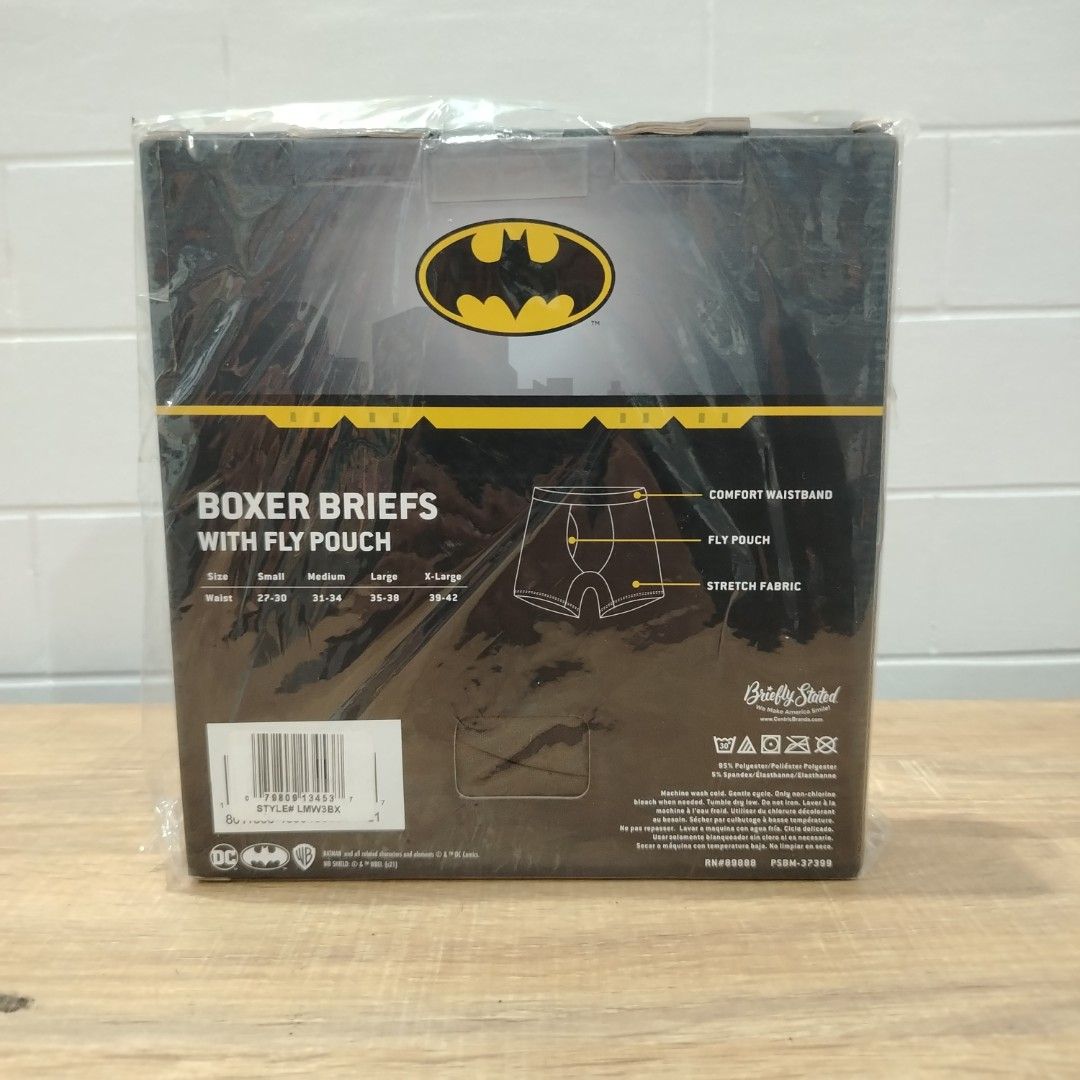 3-pack of Batman Boxer Briefs (Category: Underwear) located in Marikina City. Submitted by dmimports (Listing ID 1394983714, Image 2). Description: Brand:Dc Comics Material:88%Polyester,12%Elastane Size:Medium Fly Pouch Comfort Waistband Stretch Fabric 3 Pack Character Branding Disclaimer All merchandise sold is 100% guaranteed to be authentic and bought from authorized stores in the US at A low price. Product color may slightly vary due to photo