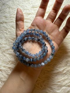 黑爆閃海藍寶三圈水晶手串    6-6.5mm64191655806593110