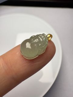 緬甸A貨翡翠 糯冰種  18k金扣頭貔貅吊墜 -香港門市批發 保A包真64196493695619110