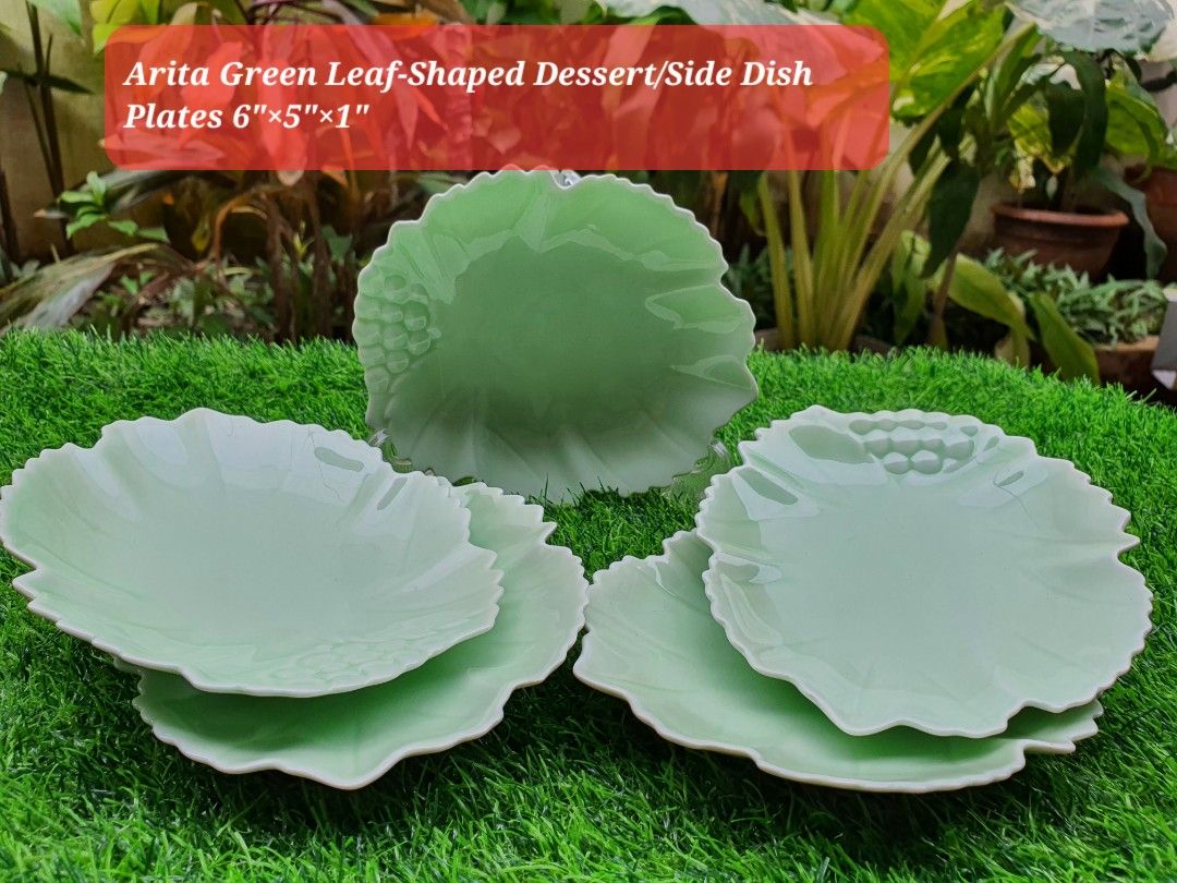 Arita Green Leaf Shaped Dessert Plates (5 pcs) (Category: Other Kitchenware & Tableware) located in Quezon City. Submitted by sgoecss005 (Listing ID 1395119321, Image 1). Description: .