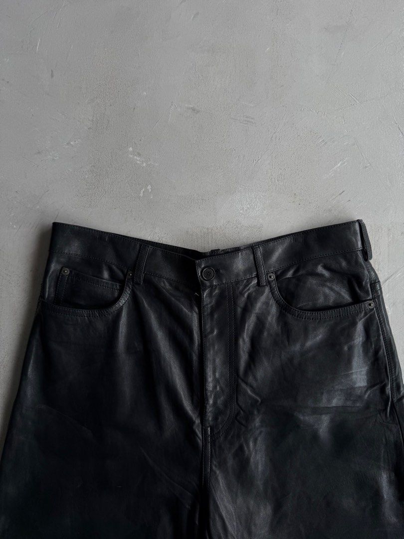 Balenciaga Sample Baggy Leather Pants (Category: Activewear) located in Santa Rosa. Submitted by beyondarchives (Listing ID 1395027553, Image 3). Description: Size: 34 Width: 34 Length: 47 Leg Opening: 11 Materials: Leather Condition: 9/10 Issue: None.