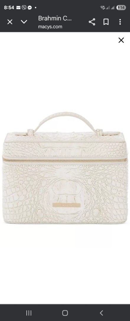 Brahmin Cosmetic Bag (Category: Luxury Bags & Wallets) located in Quezon City. Submitted by dymc25 (Listing ID 1395106000, Image 1). Description: Brand New Original Product details Brahmin's Charmaine is a must-have travel makeup bag. This structured train case offers plenty of space for your cosmetics and toiletries. Use the interior elastic pocket to keep brushes and other items in place. A wide zip-around opening makes it easy to retrieve make