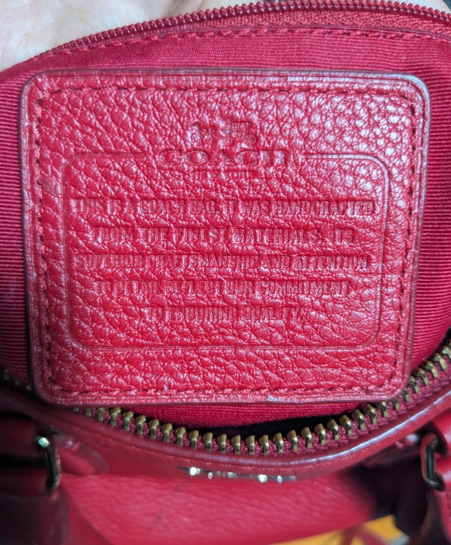 Coach mini benette satchel shoulder red bag with strap (Category: Luxury Bags & Wallets) located in San Carlos. Submitted by khaisser07 (Listing ID 1395021380, Image 3). Description: - Authentic Coach handbag, excellent condition Price 3500.