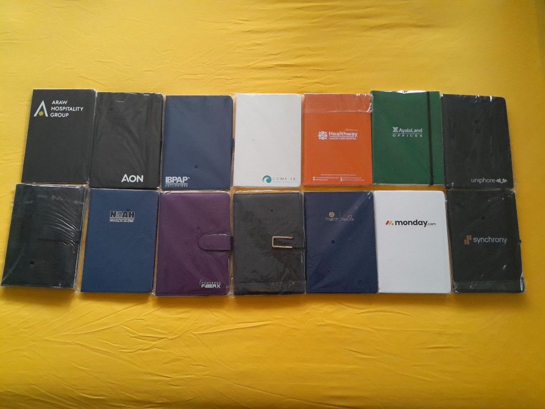 Corporate diary notebooks with leather cover (Category: Stationery & School Supplies) located in Paranaque City. Submitted by dayabhai888 (Listing ID 1395054626, Image 1). Description: Assortment of Corporate diary notebooks with leather cover. 99 each only..