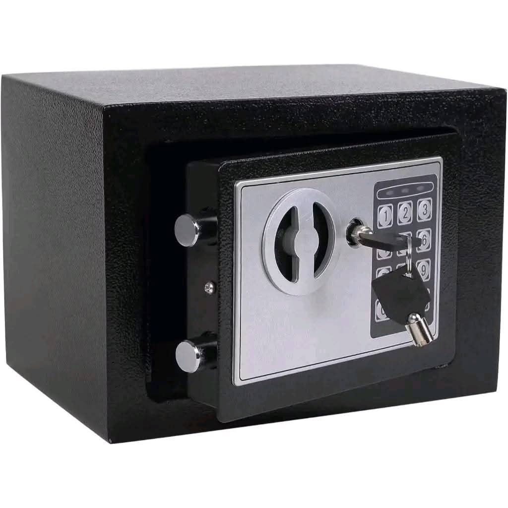 Digital Security Safe Box (Category: Storage Boxes & Baskets) located in Manila. Submitted by yzcartph (Listing ID 1394988099, Image 1). Description: - Digital security safe box with keypad and key access. - Color: Black - Dimensions: 9.05 inches (W) x 6.69 inches (H) x 6.69 inches (D) - Door opens to a 110-degree angle..