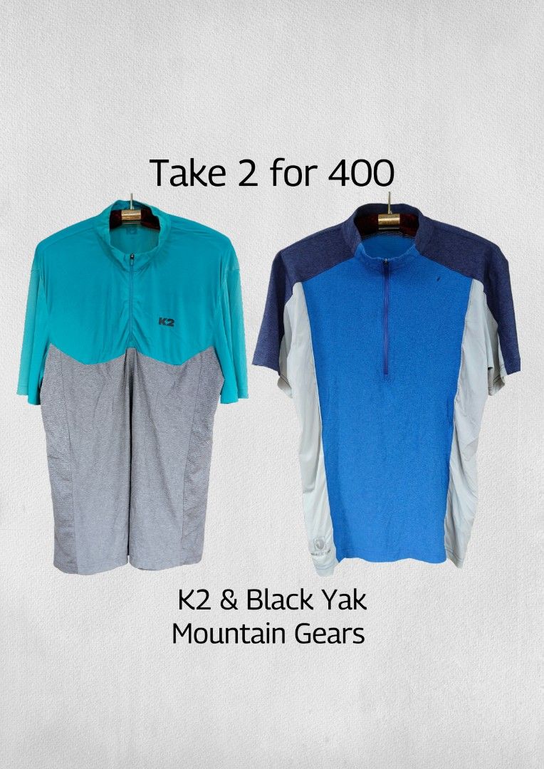 K2 & Black Yak Mountain Gears (Category: Activewear) located in Ozamiz City. Submitted by swipeandshopdeals (Listing ID 1395036501, Image 1). Description: •Take 2 for 400 🏷️ + 89 shipping - K2 & Black Yak Mountain Gears - Size Large - Color block design - Half Zip Active Wear - Stand-up collar - Lightweight material ⚠️ minor repair: see photos for details.
