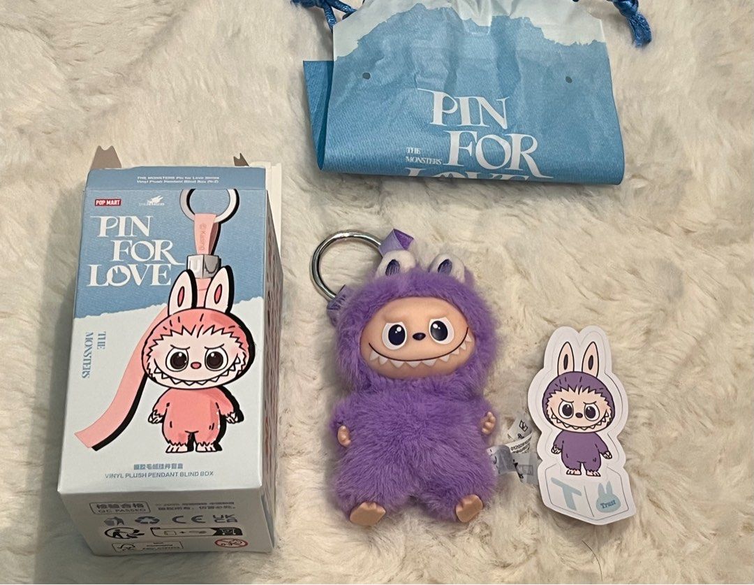 【新品】Labubu 4.0 Pin for Love 【T】紫パープル正規品 正規品 新品 LABUBU PIN FOR LOVE POP MART ラブブ イニシャル T