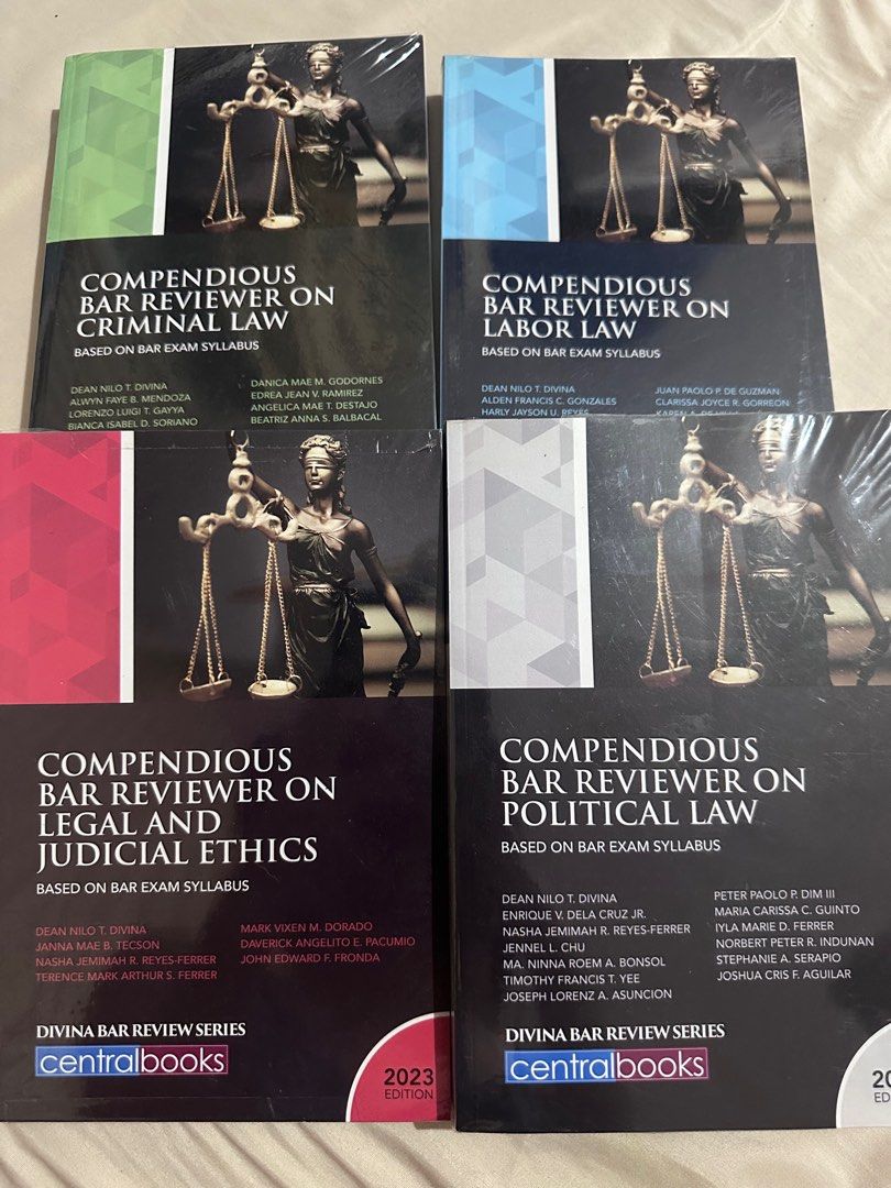 Law Books (Category: Textbooks) located in Muntinlupa City. Submitted by polarbear1026 (Listing ID 1395076998, Image 2). Description: Law Books For Sale FS/LFB/WTS Divina Bar Review Series 2023 850php each - Legal Ethics - Criminal Law - Political Law - Labor Law Primer-Reviewer on Remedial Law - Vol 1 and 2 (SET) 1400php !prices are negotiable! comment/pm if interested buyer shoulders sf if delivery.